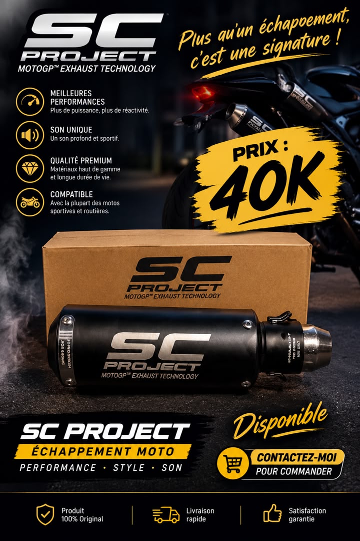 Échappement SC Project MAX 40K en bon état, sonorité sportive