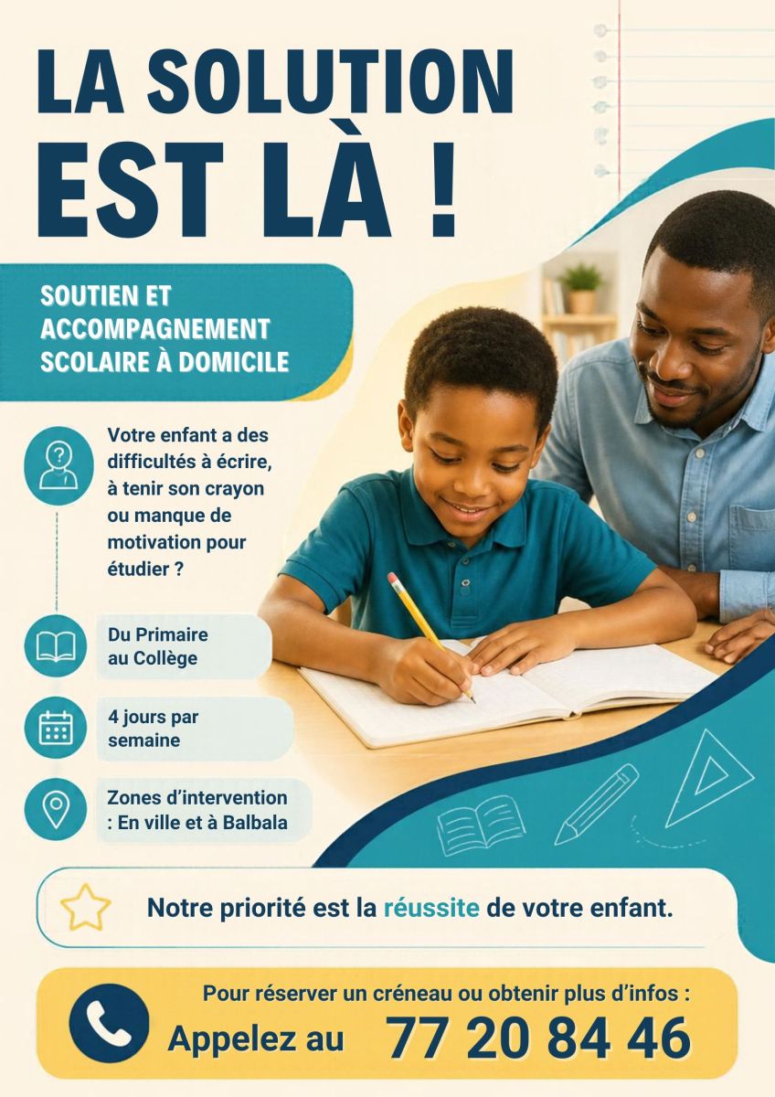 Soutien scolaire à domicile pour réussite enfant