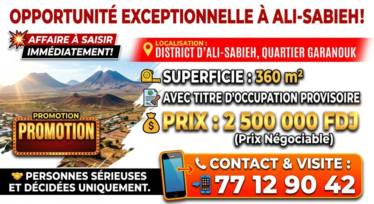 Terrain 360 m² avec titre provisoire à Ali-Sabieh Garanouk
