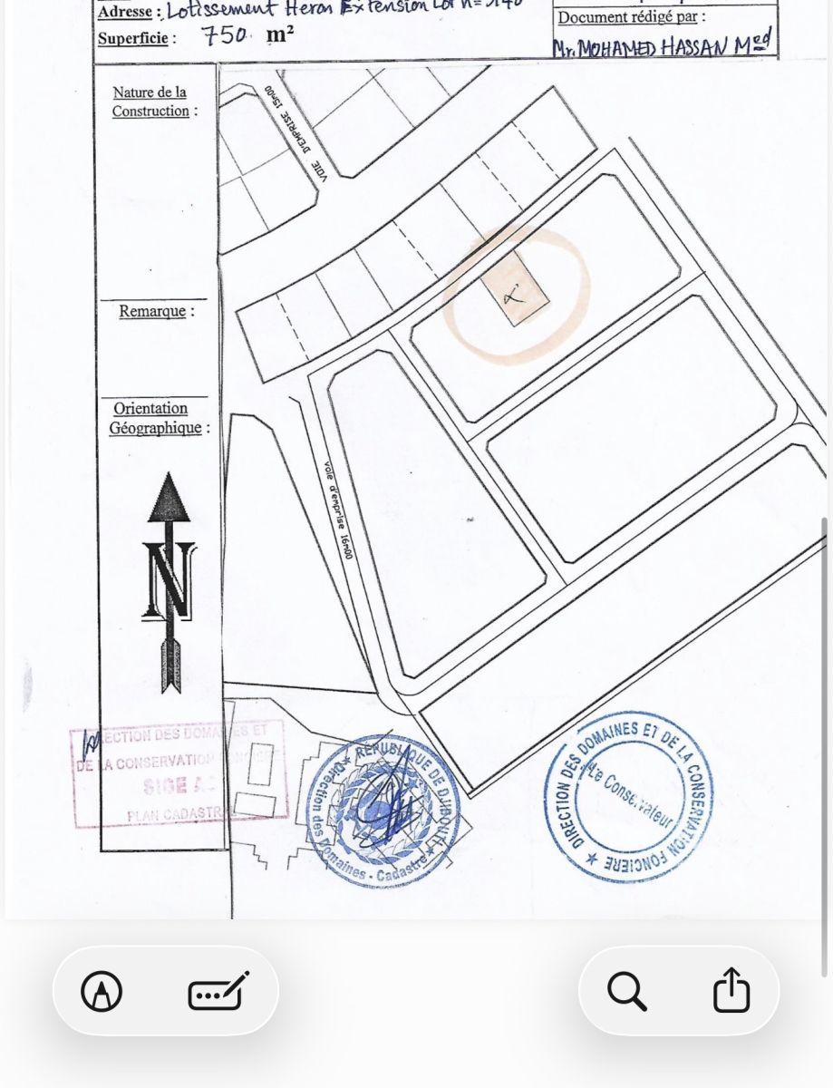 Terrain 750 m² avec titre foncier à Héron près hôpital Peltier