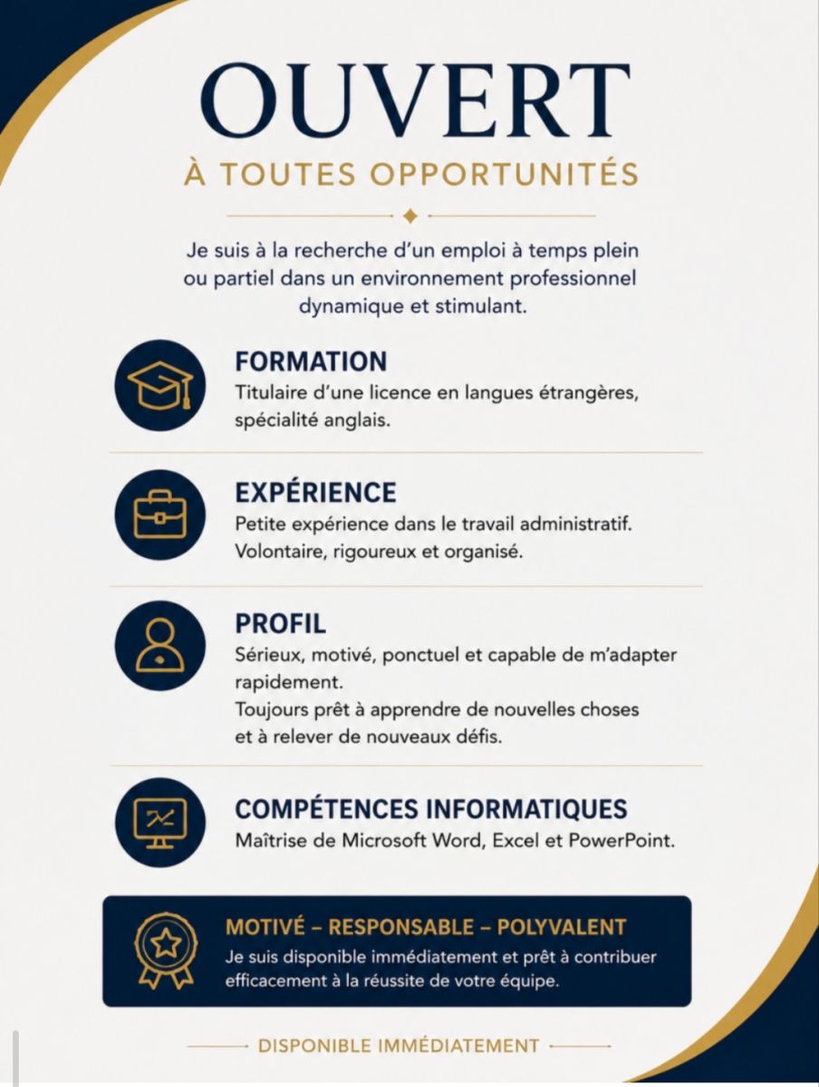Candidat dynamique en communication bilingue cherche emploi ou stage